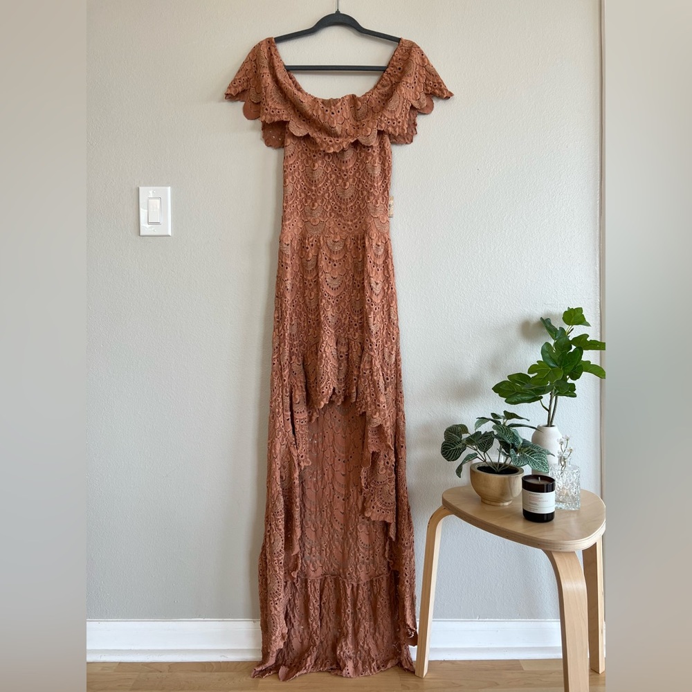 Free People Nightcap Flourish of Lace Maxi Dress (Dusty Rose)